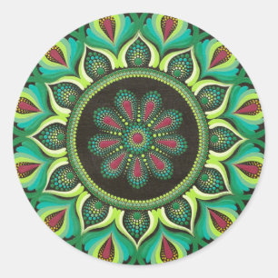 Adesivo Elegante Green Mandala   Bohemian Zen Minimalist