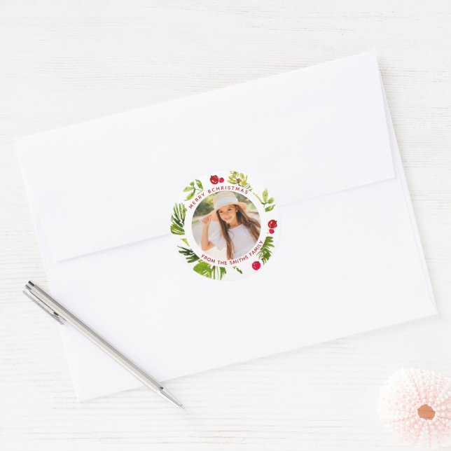 Adesivo Elegante Greenery Botanical Holiday Foto (Envelope)