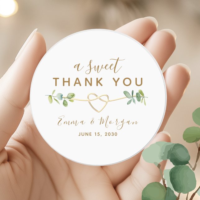 Adesivo Elegante Greenery Casamento Obrigado Sticker (Criador carregado)