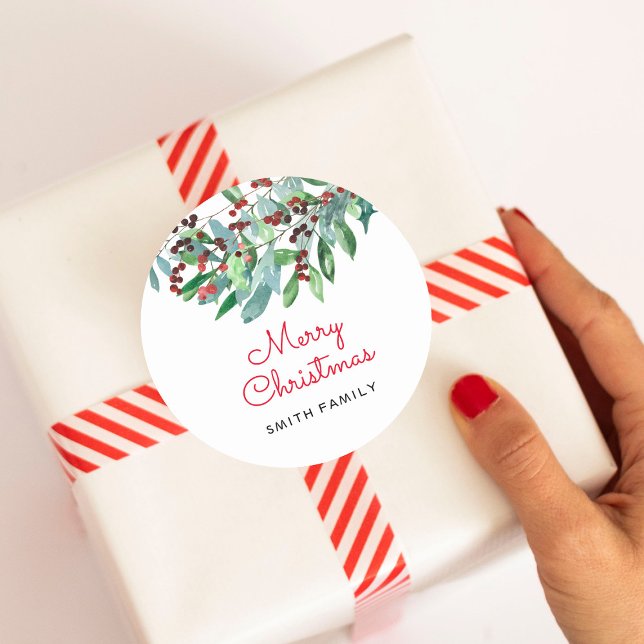 Adesivo Elegante Greenery Feliz Natal (Criador carregado)