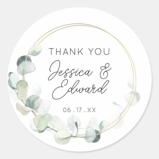 Adesivo Elegante Greenery Obrigado A Favor Moderno Do Casa (Frente)