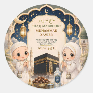 Adesivo Elegante Hajj Mabroor Arte Chibi Personalizado