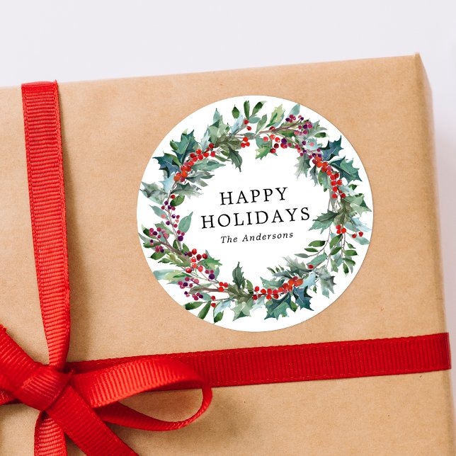 Adesivo Elegante Holly Berry Wreath (Criador carregado)