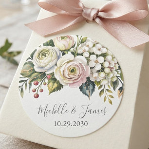 Adesivo Elegante Hortênsia Rosa Floral Casamento em aquare