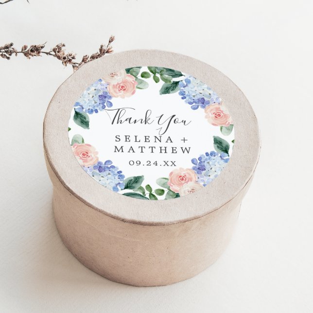 Adesivo Elegante Hydrangea Obrigado A Favor De Casamento S (Criador carregado)