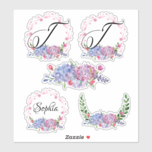 Adesivo Elegante Hydrangeas Mortes Monograma Carta T