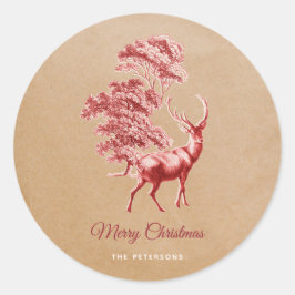 Adesivo Elegante Kraft Paper Red Deer in Forest