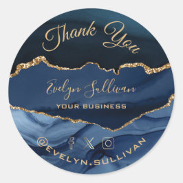 Adesivo elegante lamparina azul agate Obrigado