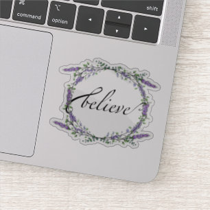 Adesivo Elegante Lavanda Eucalipto Acredite em água-tinta