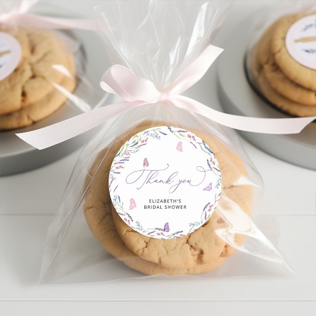 Adesivo Elegante Lavanda Obrigado por Comparecer ao Chá de (Criador carregado)