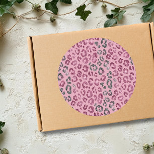 Adesivo Elegante Leopardo com Brilho Rosa e Prata em Doura