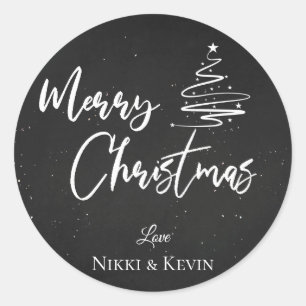 Adesivo Elegante Letra de Lousa Árvore de Natal Feliz