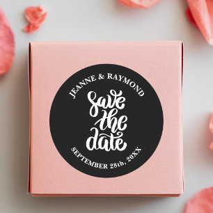 Adesivo Elegante Letra Preta Salve a Data Casamento Boho