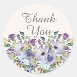 Adesivo Elegante Lilac Blue Floral Quinceañera Obrigado