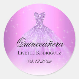 Adesivo Elegante Lilás Roxo Quinceanera Personalizado