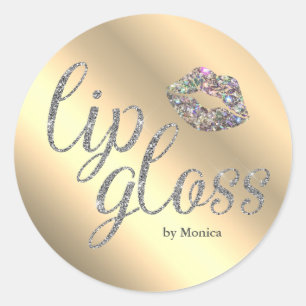 Adesivo Elegante Lip Gloss Glitter Kiss Faux Holografia