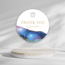 Adesivo Elegante Logotipo Cósmico das Estrelas Douradas Ob