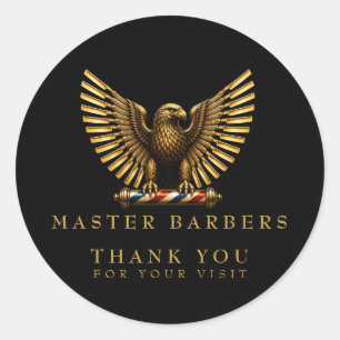Adesivo Elegante Logotipo de Águia Dourada para Barbearia
