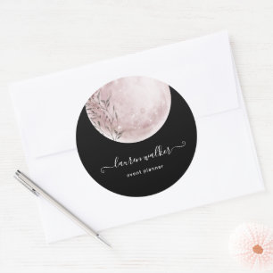 Adesivo elegante lua de cheio cor-de-rosa