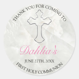 Adesivo Elegante Marble Girls First Sagrada Comunhão Obrig