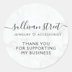 Adesivo Elegante Marble Small Business Obrigado