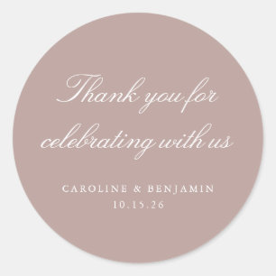 Adesivo Elegante Mauve Script Casamento Personalizado Obri