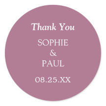 Elegante Mauve Wedding Obrigado Sticker
