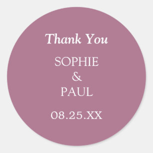 Adesivo Elegante Mauve Wedding Obrigado Sticker
