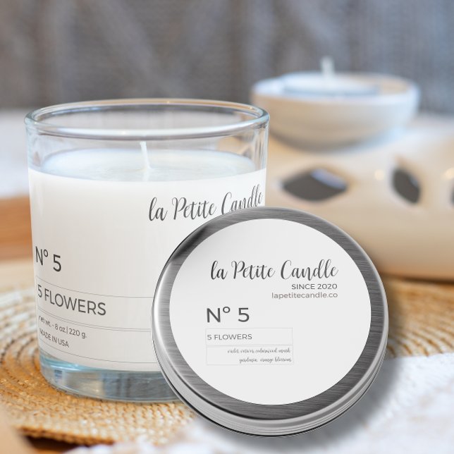 Adesivo Elegante minimalista preto e branco redondo (Criador carregado)