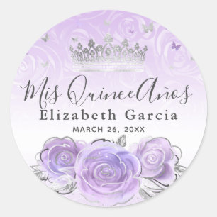 Adesivo Elegante Modelo Quinceanera Prata Leve Roxo