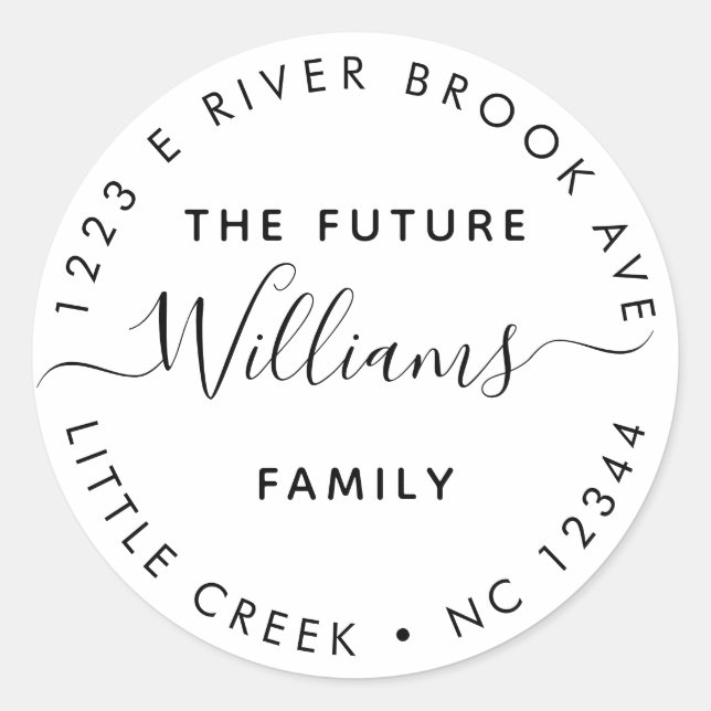Adesivo Elegante Modern Future Sr. e Sra. Rótulo de Endere (Frente)
