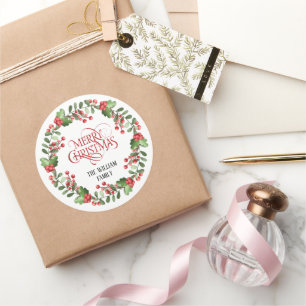 Adesivo Elegante Modern Wreath e Script Feliz Natal