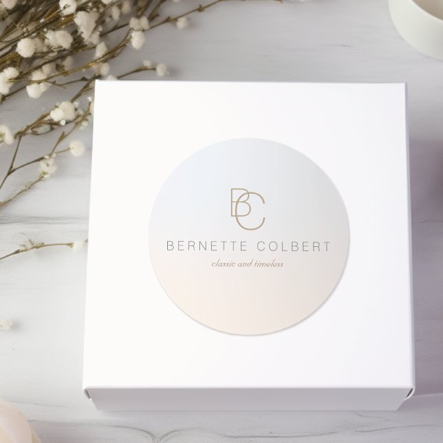 Adesivo Elegante Moderno Dois Monograma Inicial Profission (Criador carregado)