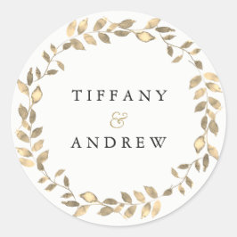 Adesivo Elegante Moderno Dourada Festa de noivado Leaf Wre