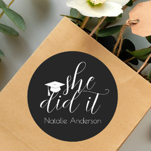 Adesivo Elegante Moderno Preto Ela Conseguiu Graduada
