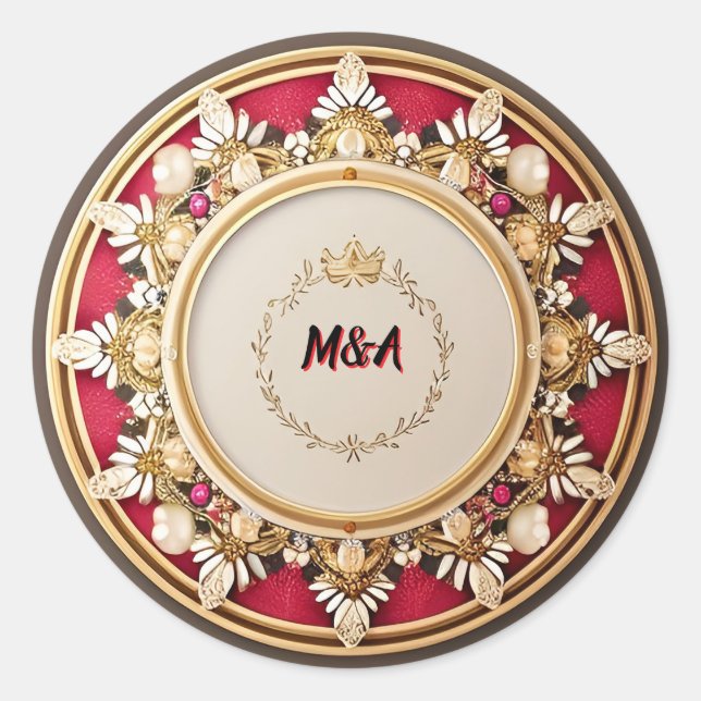 Adesivo Elegante Moldura Circular Dourada (Frente)