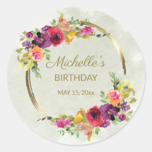 Adesivo Elegante Moldura Floral Vintage Ouro Aniversário F