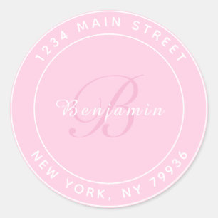 Adesivo Elegante Monograma Circular Endereço de Retorno R