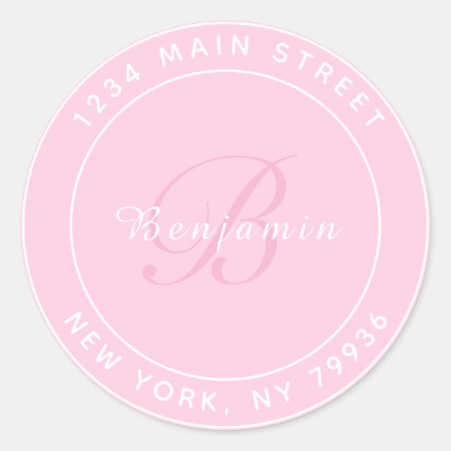 Adesivo Elegante Monograma Circular Endereço de Retorno Ro (Frente)