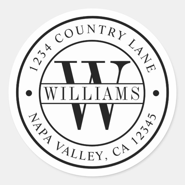 Adesivo Elegante Monograma | Crie Seu Próprio Endereço de  (Frente)