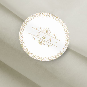 Adesivo Elegante monograma de casamento clássico vintage m
