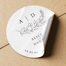 Adesivo Elegante monograma de casamento moderno em preto e