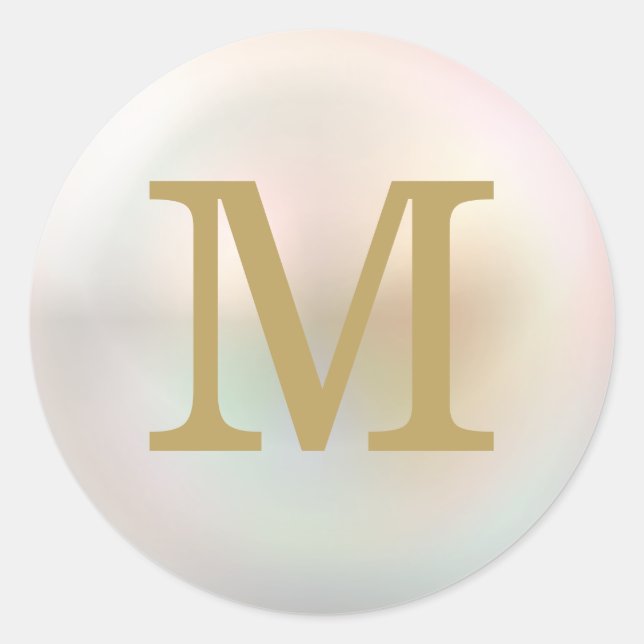 Adesivo Elegante Monograma de Ouro e Pérola (Frente)