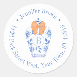 Adesivo Elegante Monograma de Outono com Laço para Endereç