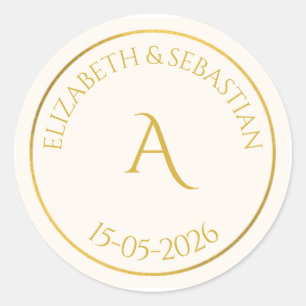 Adesivo Elegante Monograma Dourado Favor de Casamento Mini
