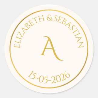 Adesivo Elegante Monograma Dourado Favor de Casamento Mini