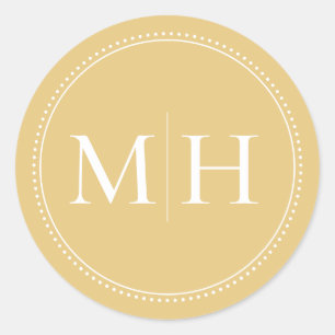 Adesivo Elegante Monograma Dourado Minimalista com Borda P
