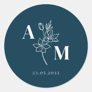 Adesivo Elegante, Monograma, Flor de Arte de Linha, Casame
