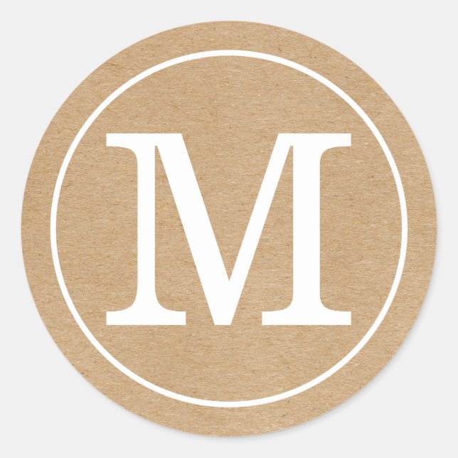 Adesivo Elegante Monograma Kraft Rústico (Frente)