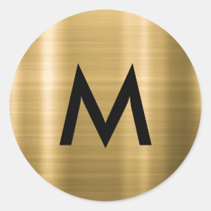 Adesivo Elegante Monograma Minimalista em Dourado Metálico